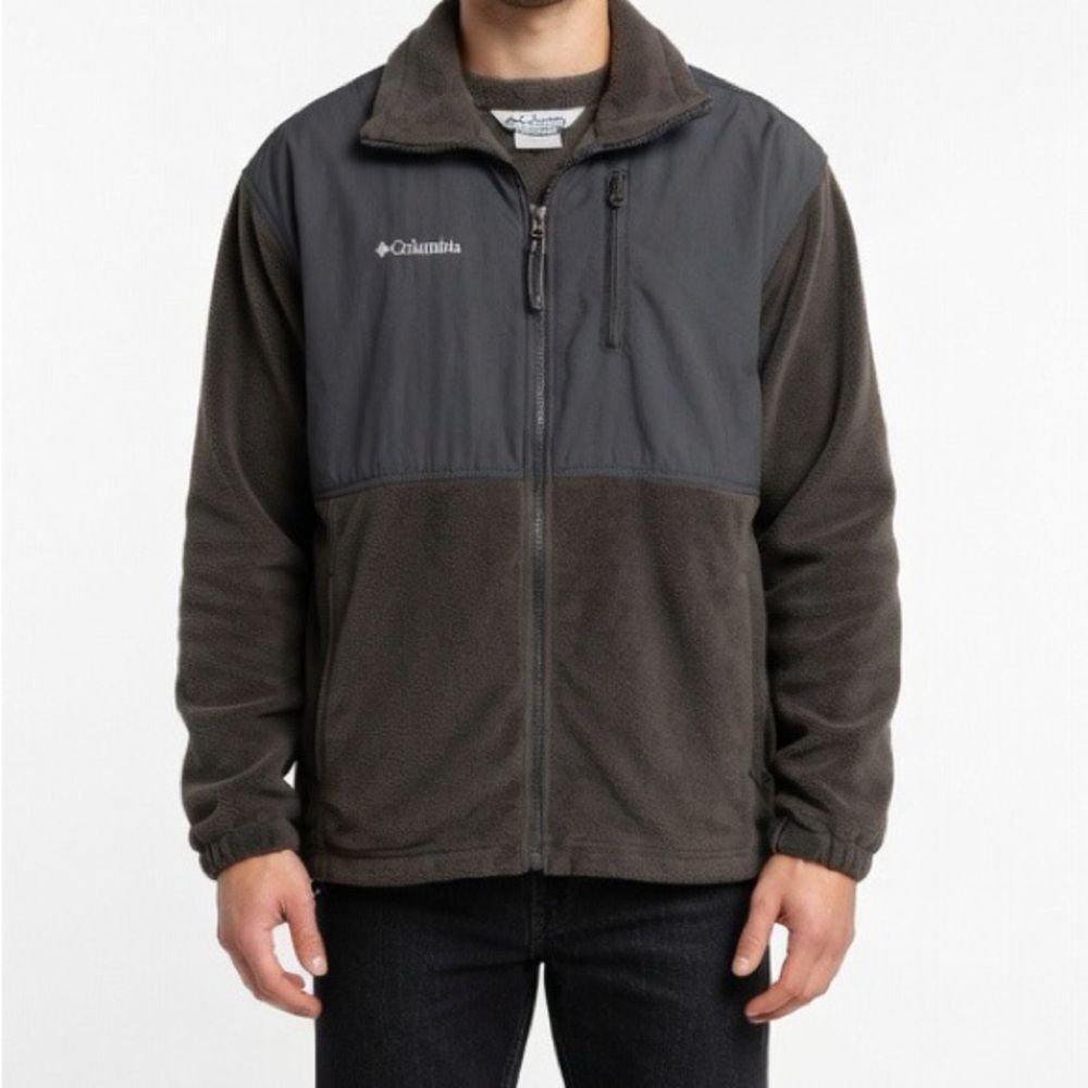 Columbia Men’s Jacket Black Two-Tone Fleece Lined  Pockets SZ L